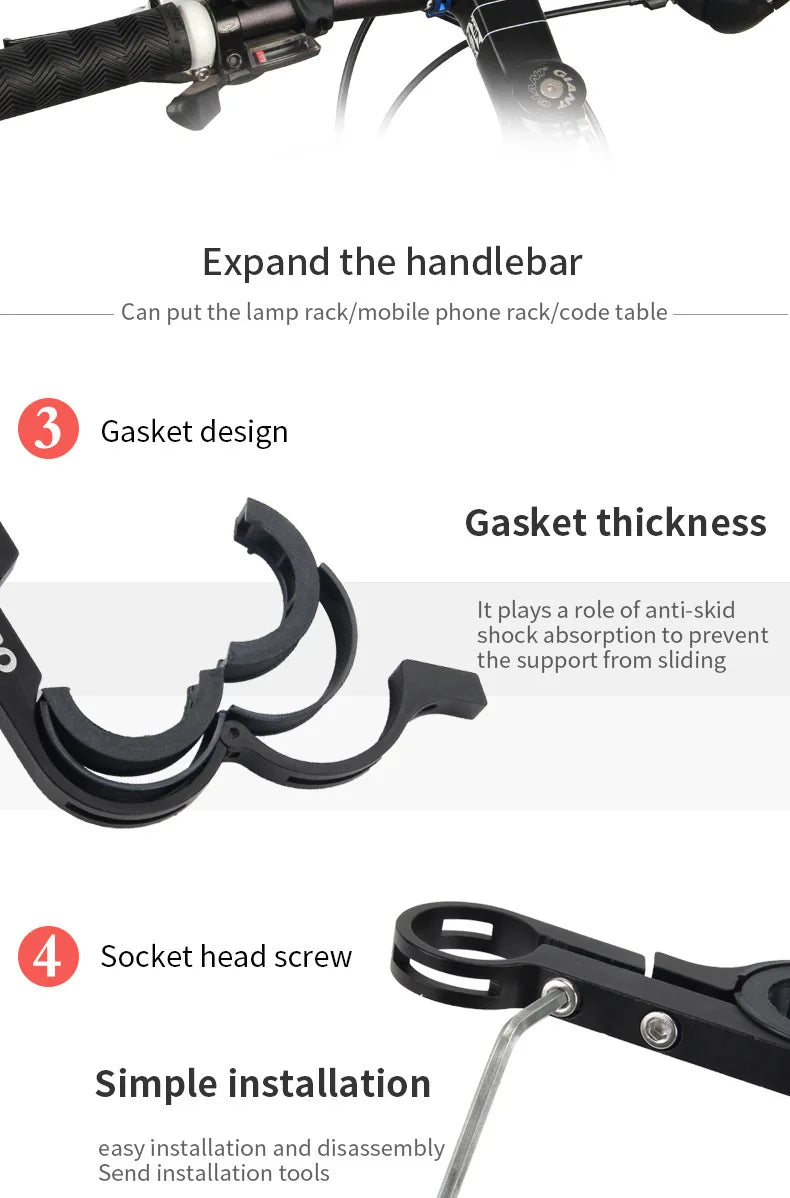 10/20/30cm Bicycle Handlebar Extended Bracket MTB Headlight Mount Extented Bar Road Mountain Bike Handlebar Extender Rack Parts