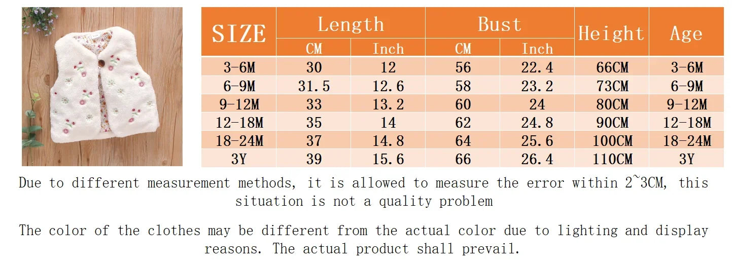 Autumn And Winter Girls' Fur Vest Sweet Flower Embroidery Sleeveless Warm Fashion Coat 0-3 Year Old Lady Wear Top