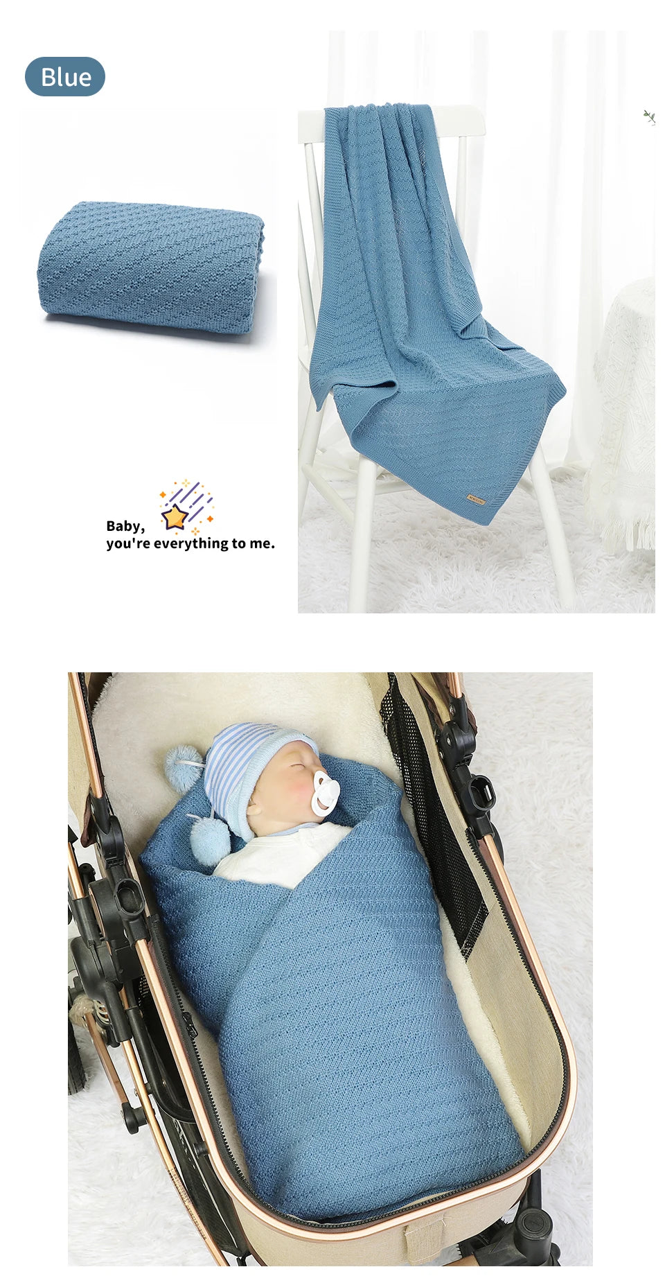 Solid Color 70 cm * 90 cm 0-24 Months Newborn Baby Swaddle Wraps Soft Infant Security Blankets Knitted Acrylic Baby Blankets