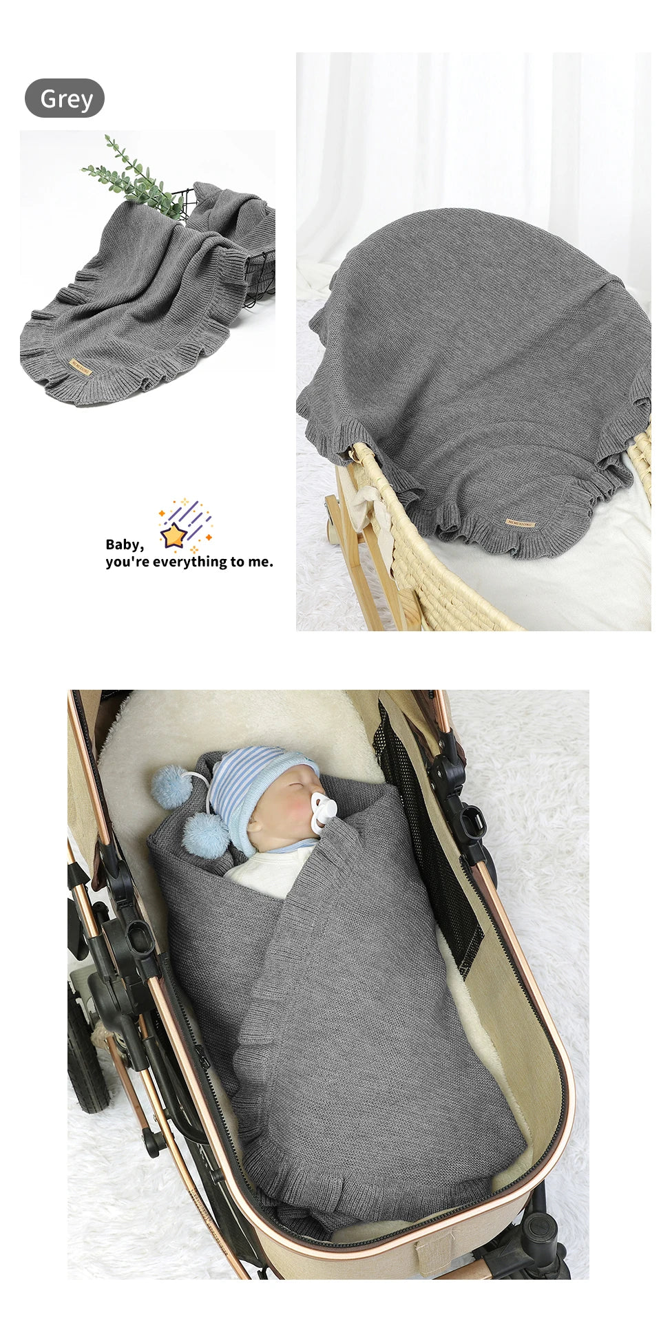Baby Blankets 90*70cm Knitted Newborn Boys Girls Solid Stroller Swaddle Wrap Sleepsack Reversible Soft Infantil Receiving Quilts