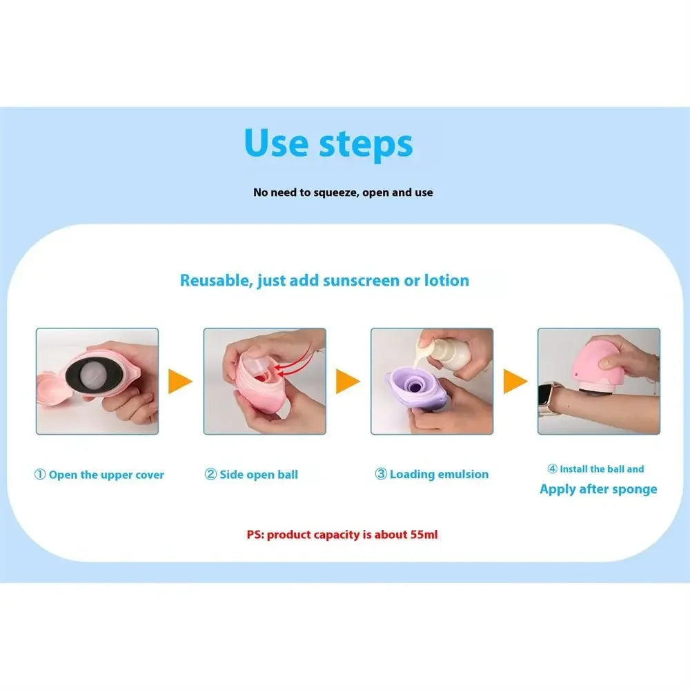 55ml Silicone Suncream Roller Applicator Refillable Oval Isolation Lotion Cream Bottles Stitching Color Cosmetics Tool Travel ﻿