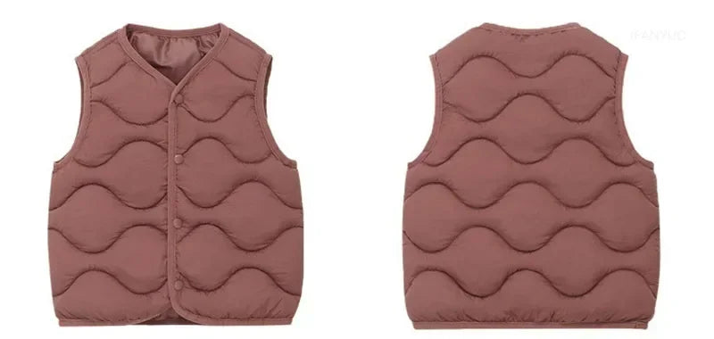 New Children Warm Cotton Vest Fashion Solid Boys Girls Baby Toddler Autumn Winter Waistcoats Casual Versatile Kids Clothing Tops