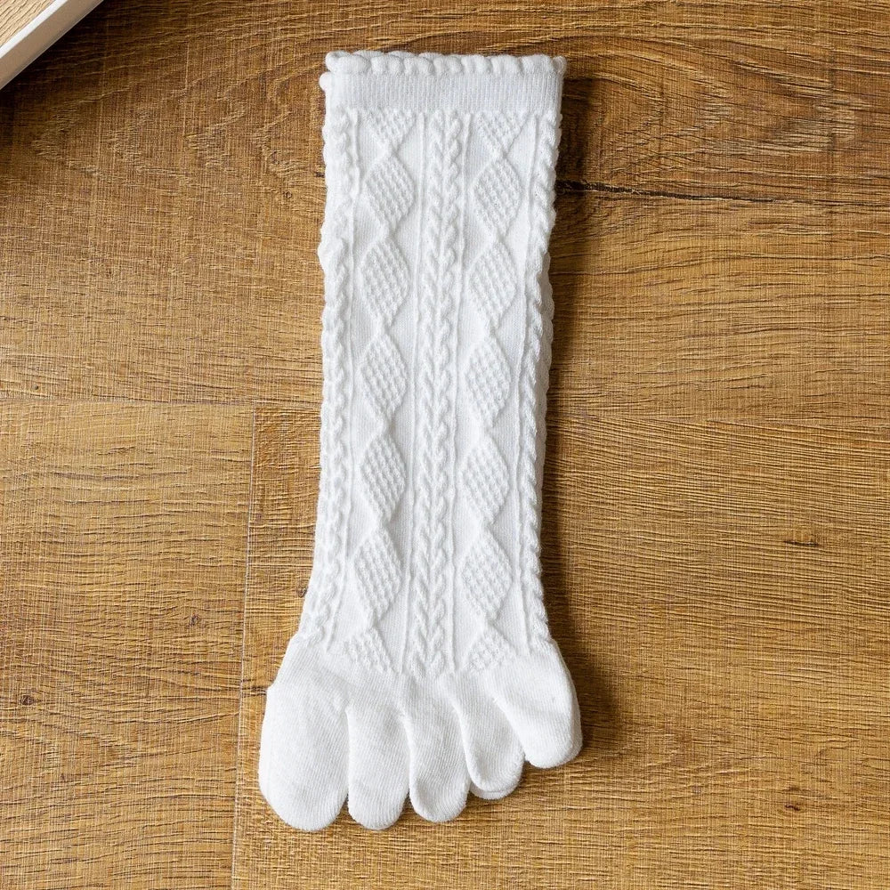 3 Pairs Summer Mesh Toe Socks Women Embroidered Floral Five Finger Socks High Quality Cotton Athletic Socks