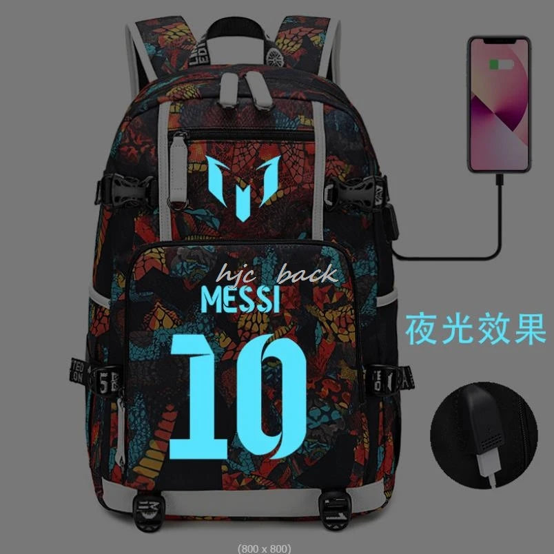 Football Stars Messi Backpacks Camouflage USB Teens School Bags Waterproof Boys Girls Casual Travel Laptop knapsacks Best Gift