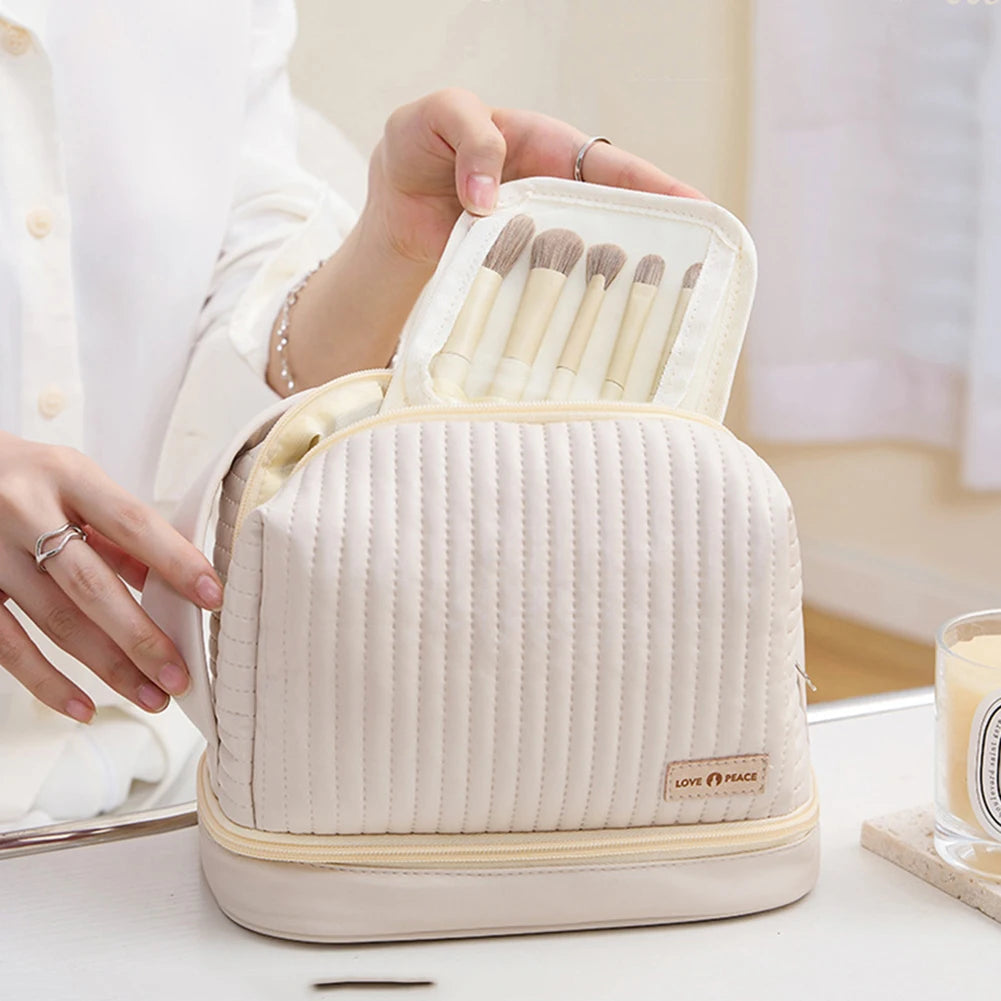 Girls Cosmetic Bag for Makeup PU Leather Make Up Organizer Case Handbag Women Travel Toiletry Storage Pouch Make Up Case