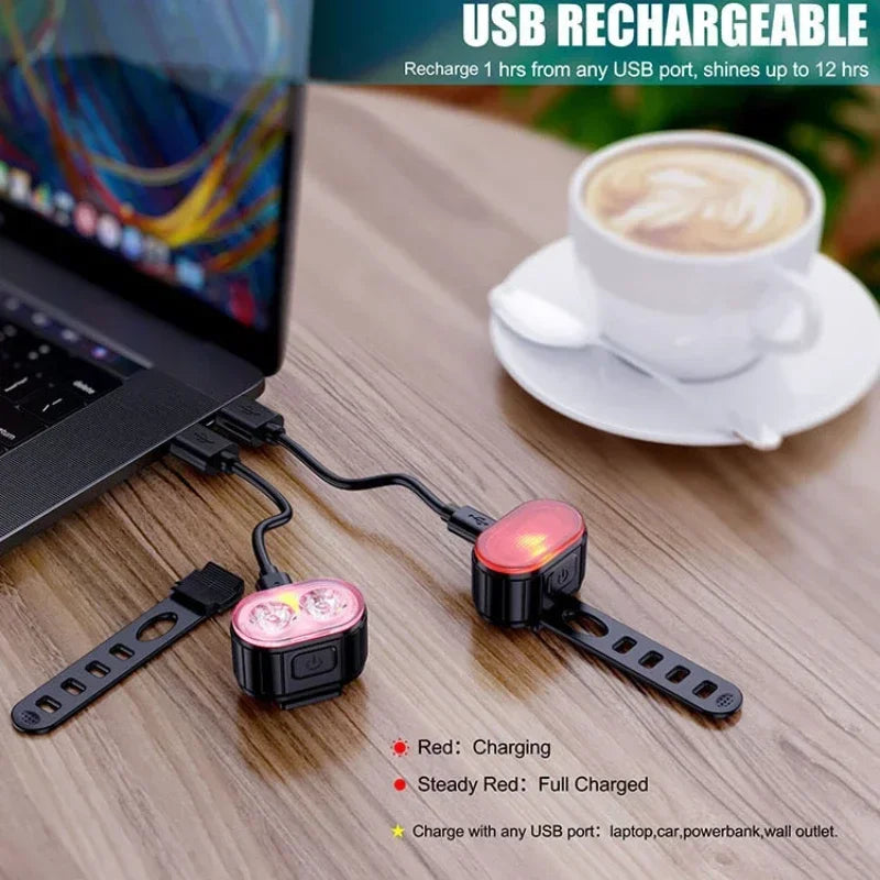Cycling Bicycle Front Rear Light Set Bike Defense Flashlight Stick MTB Waterproof Taillight LED Lantern Bicycle Accessories