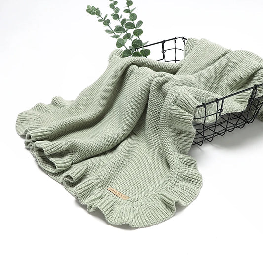 Baby Blankets Knitted Infant Boys Crib Bedding Quilt Girls Plaid 90*70cm Newborn Stroller Swaddling Warp Fashion Solid Ruffles