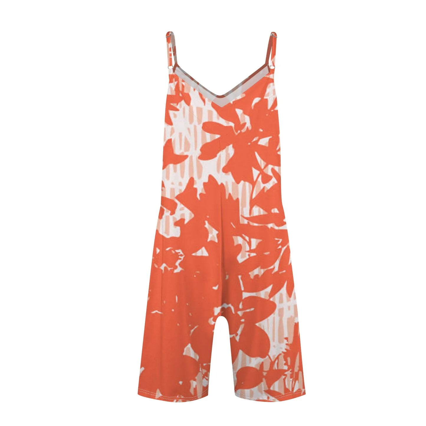Summer Beautiful Colourful Floral Printing Daily Streetwear Playsuit Fashionable Casual Sleeveless Jumpsuit Shorts With Pockets