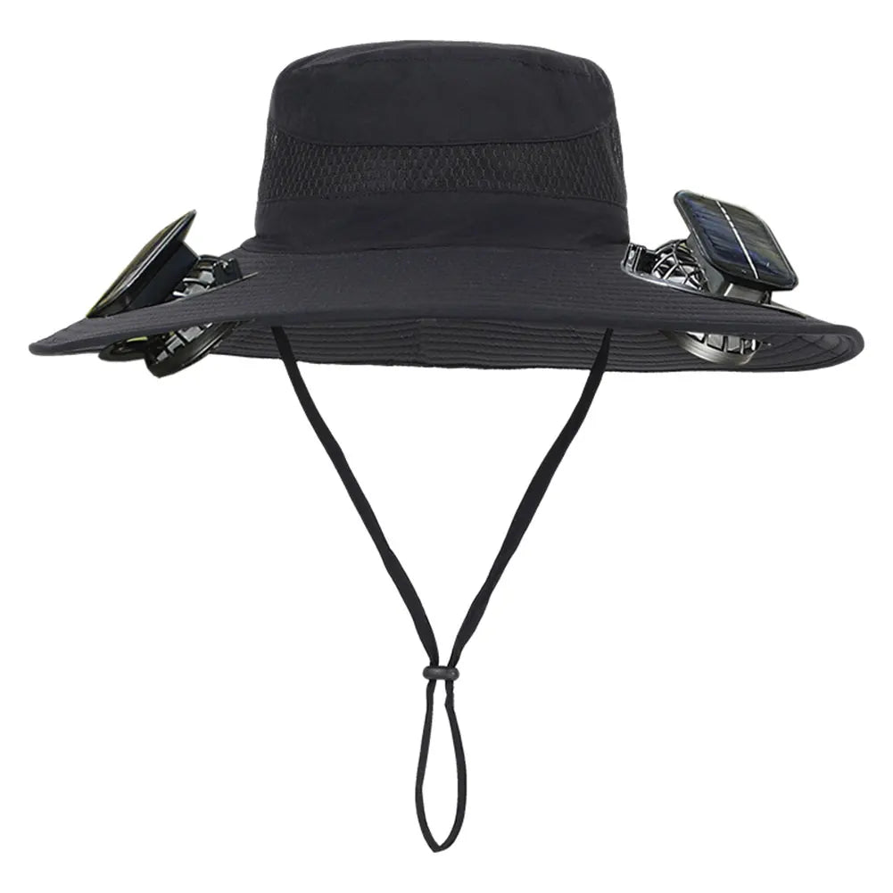 Solar Fan Hat Sun Hat with 2 Solar Fan Outdoor Fishing Hat Summer Cap for Men Outdoor Camping Fishing Hiking