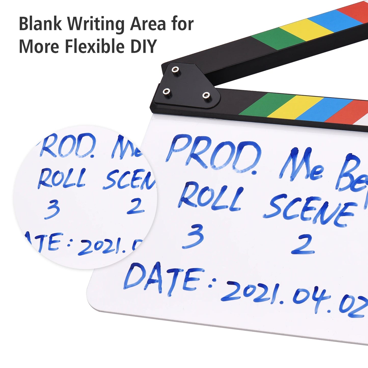 30 * 24cm/ 12 * 9in Acrylic Film Clapboard Movie Directors Clapper Board Slate Cut Action Scene Blank Clap Board Dry Erase Board