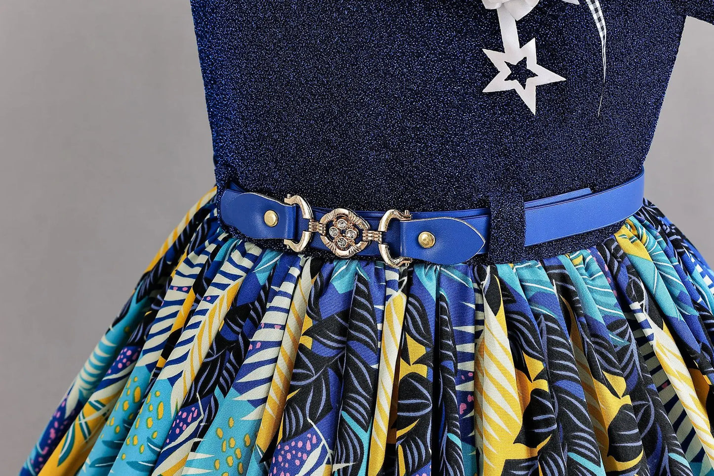 Girl Print Dress for Performance Children Dresses for Girls Kids' Clothes with Sashes Ceremony 3 to 12 Years