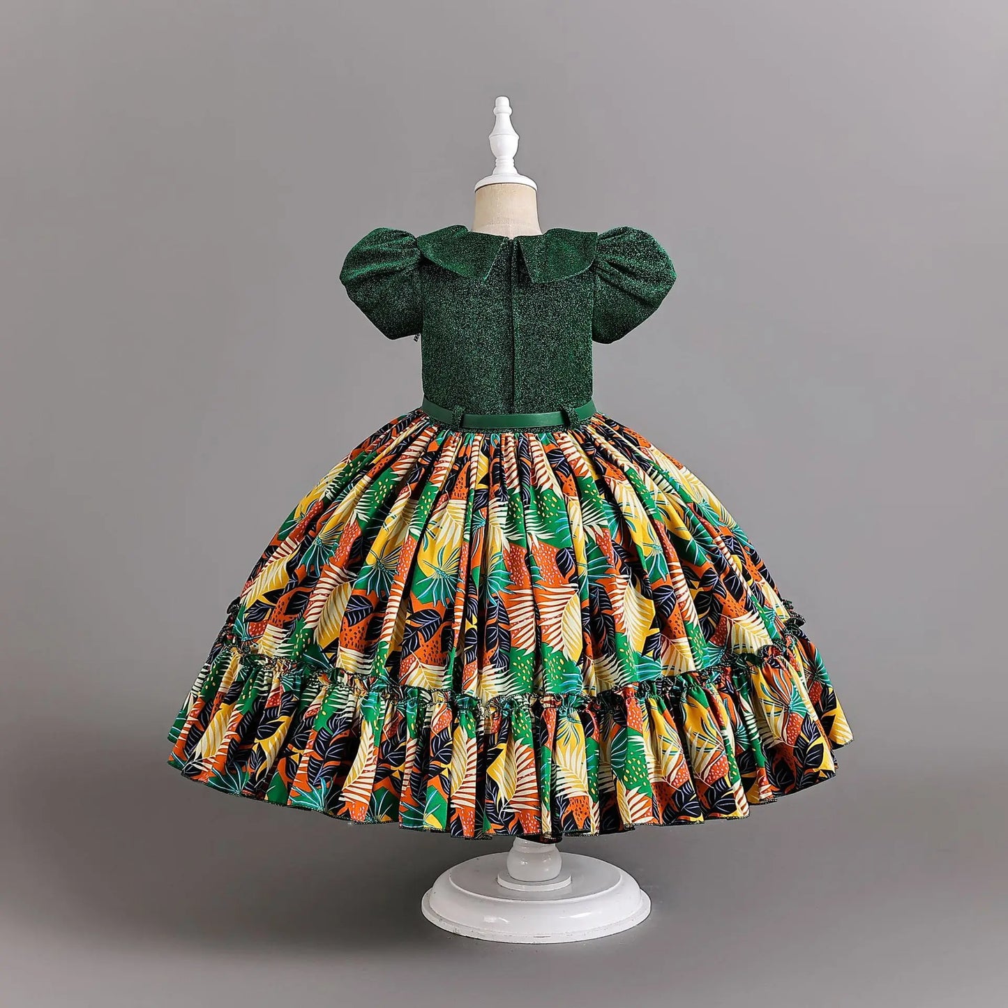 Girl Print Dress for Performance Children Dresses for Girls Kids' Clothes with Sashes Ceremony 3 to 12 Years