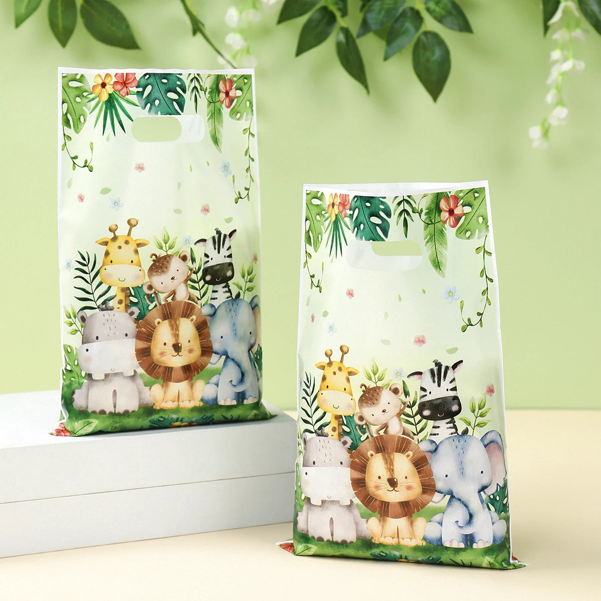 Jungle Animals Party Gift Biscuit Candy Packing Bag Jungle Safari Birthday Party Decor Kids Wild One ﻿Party Supplies Baby Shower