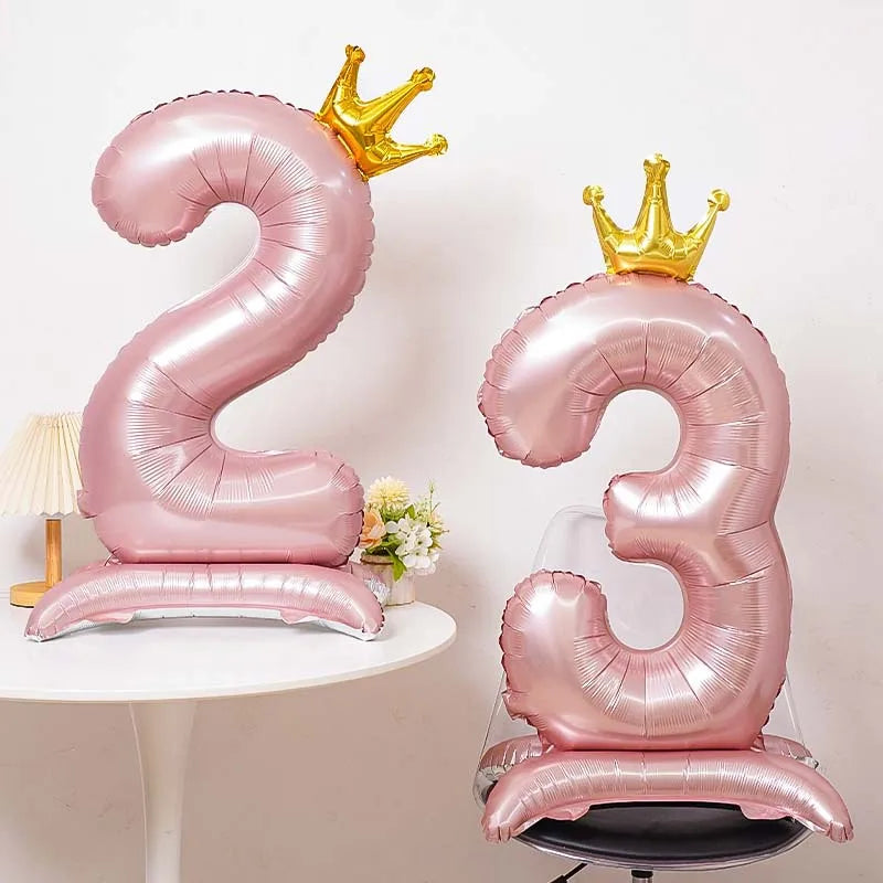 40 Inch Birthday Number Ballons New Girls Princess 10 TH Birthday Blue Crown Balloons Wedding Party Ballons Jumbo Number Balloon