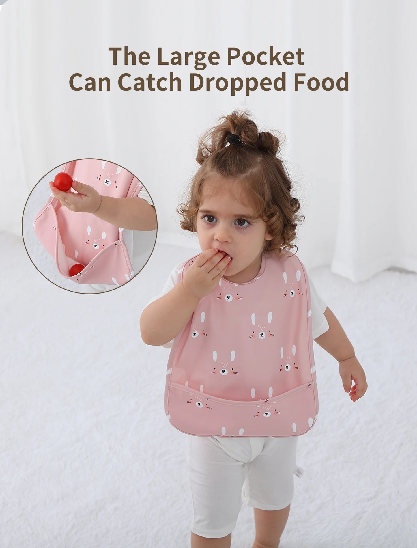 INSULAR Baby's Bibs Sleeveless Adjustable Pinny Soft Waterproof PU Cloth Kids Painting Smock Child Eating Apron Danish Style