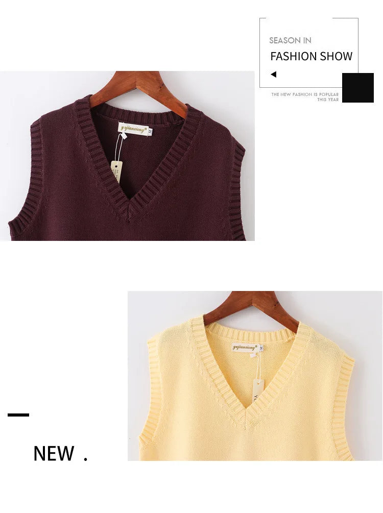 Japanese School JK Uniform Sweater Vest High School Uniform For Girls Boy Cosplay Halloween Winter Anime Vest cute Knitting Coat