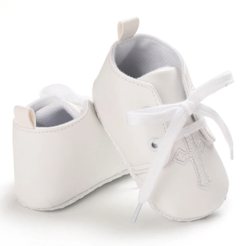 0-18 Months Infant Spring Shoe Newborn Infant Girls and Boys Recreational Baptism Non-Slip Walking Shoe White Soft-soled Sneaker