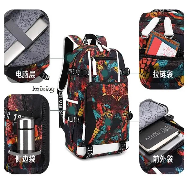 Football Stars Messi Backpacks Camouflage USB Teens School Bags Waterproof Boys Girls Casual Travel Laptop knapsacks Best Gift