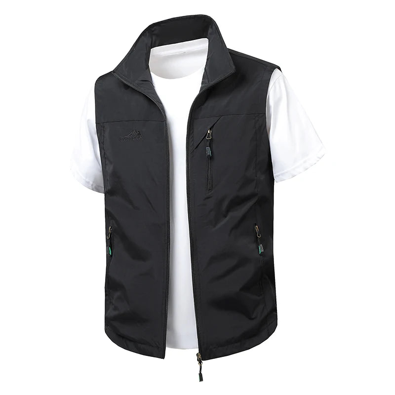 Outdoor Autumn Waistcoat Men Thin Waistcoat Spring Autumn Leisure Multi-pocket Waistcoat Sleeveless Coat Casual Daily Coat