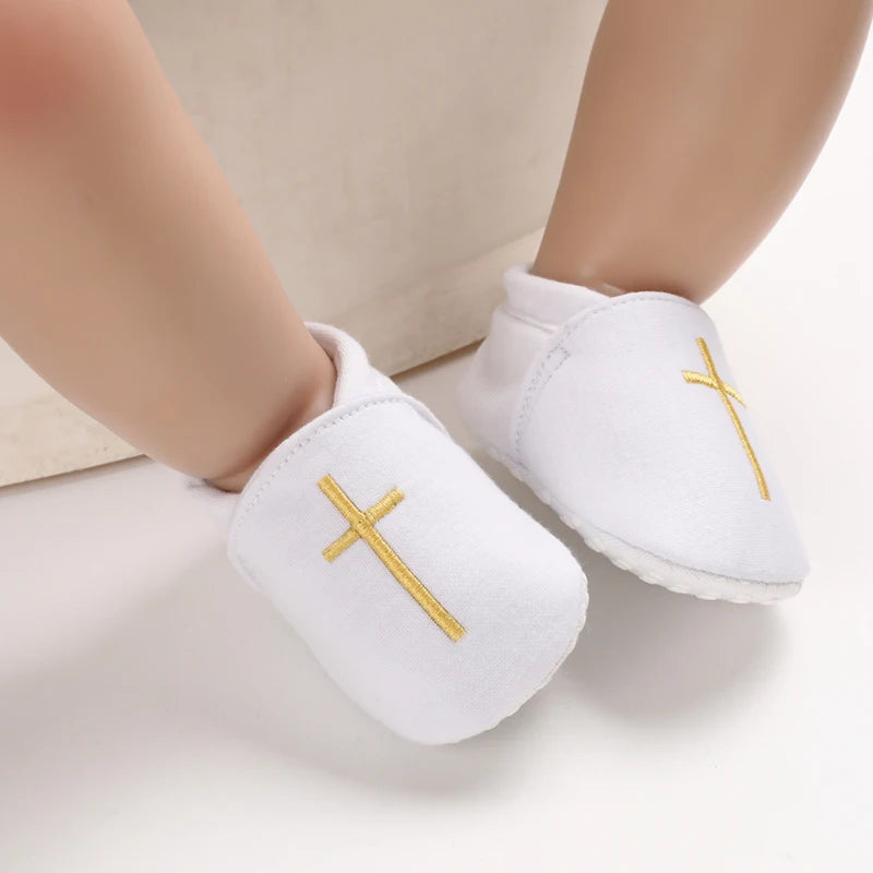 0-18 Months Infant Spring Shoe Newborn Infant Girls and Boys Recreational Baptism Non-Slip Walking Shoe White Soft-soled Sneaker