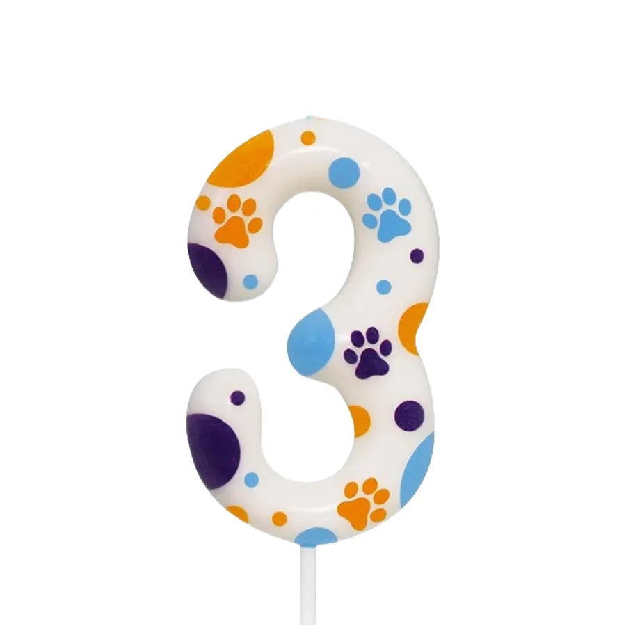 Birthday Candles Blue Dog Paw Themed Print Birthday Party Supplies Paw Cake Topper Decorations Birthday