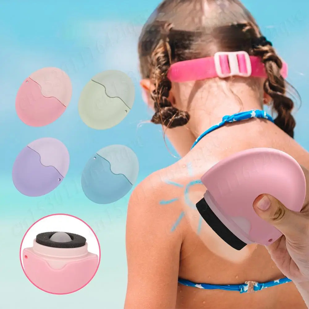 55ML Sunscreen Applicator Portable Refillable Roll on Sponge Applicator Silicone Suncream Lotion Applicators for Family Travel