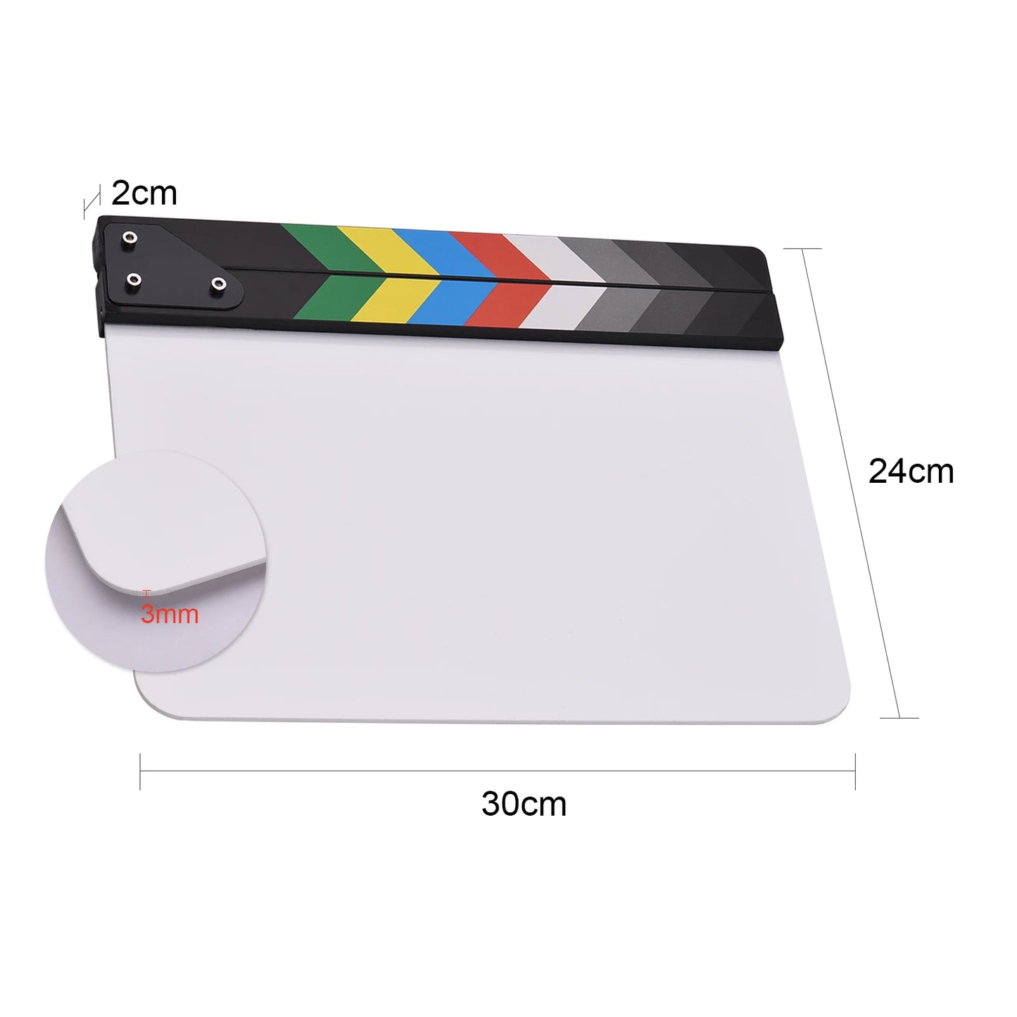 30 * 24cm/ 12 * 9in Acrylic Film Clapboard Movie Directors Clapper Board Slate Cut Action Scene Blank Clap Board Dry Erase Board