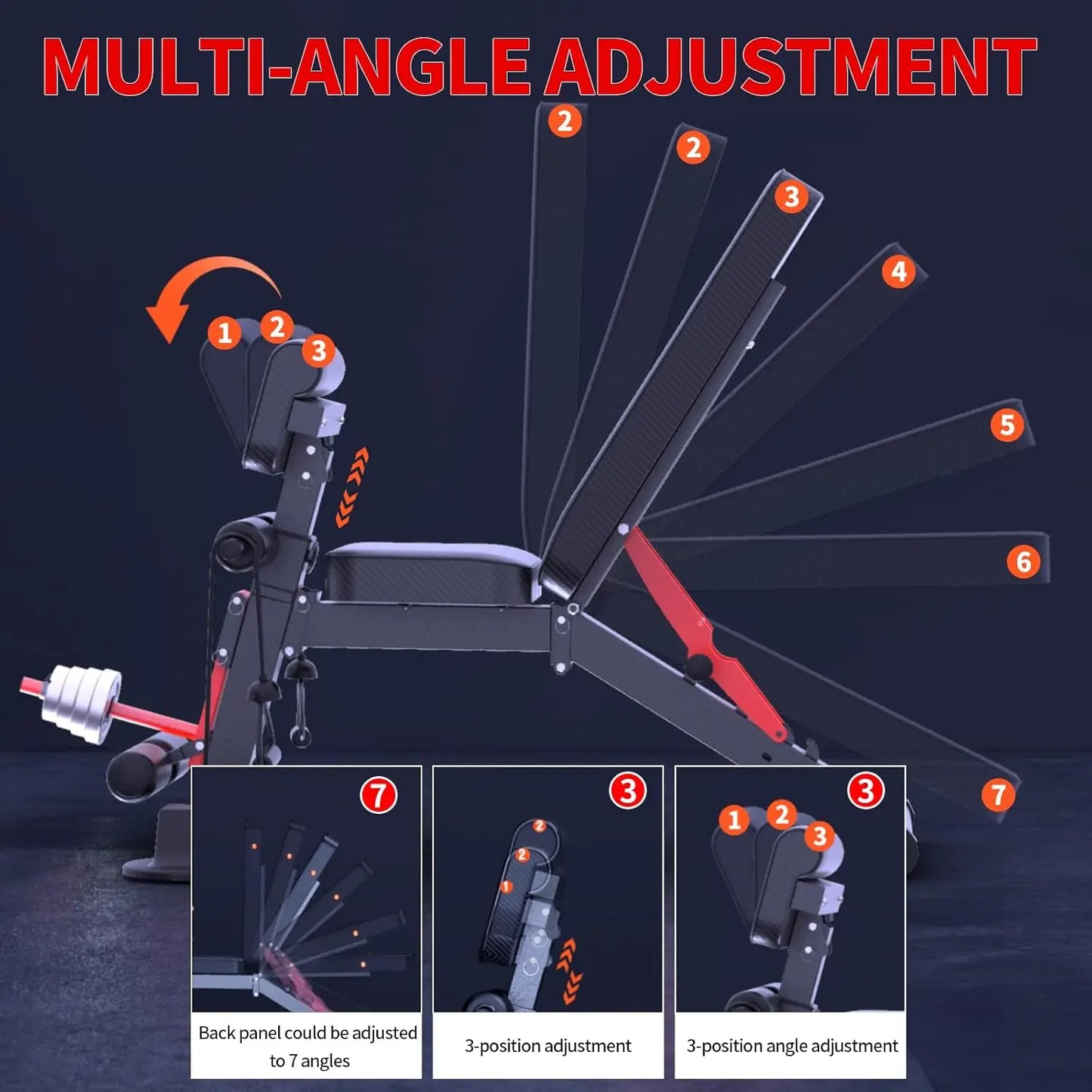 14-in-1 Foldable Dumbbell Bench Weight Pre-Assembled Multi-Functional 1000 lbs 6 Adjustable Levels for Full Body Workout