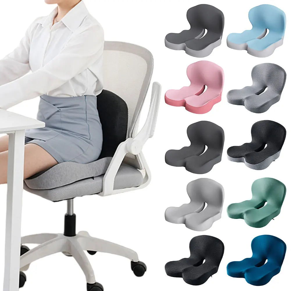 Memory Foam L-Shaped Integrated Office Chair Cushion with Lumbar Support Car Seat Cushion for Office Workers Car Drivers
