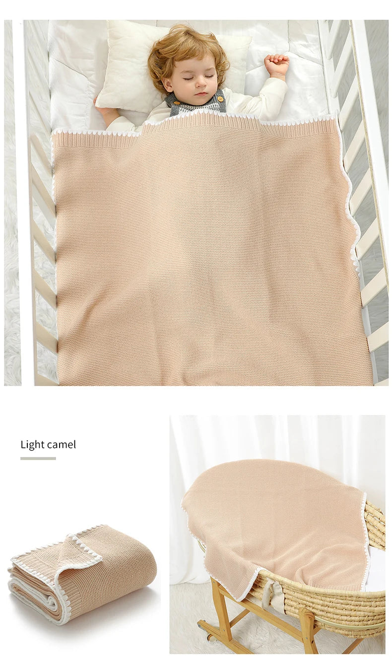 Baby Blankets Knitted Newborn Boy Girl Bedding Quilt 90*70CM Plaid Infant Stroller Swaddle Envelop Wrap Fashion Solid Super Soft