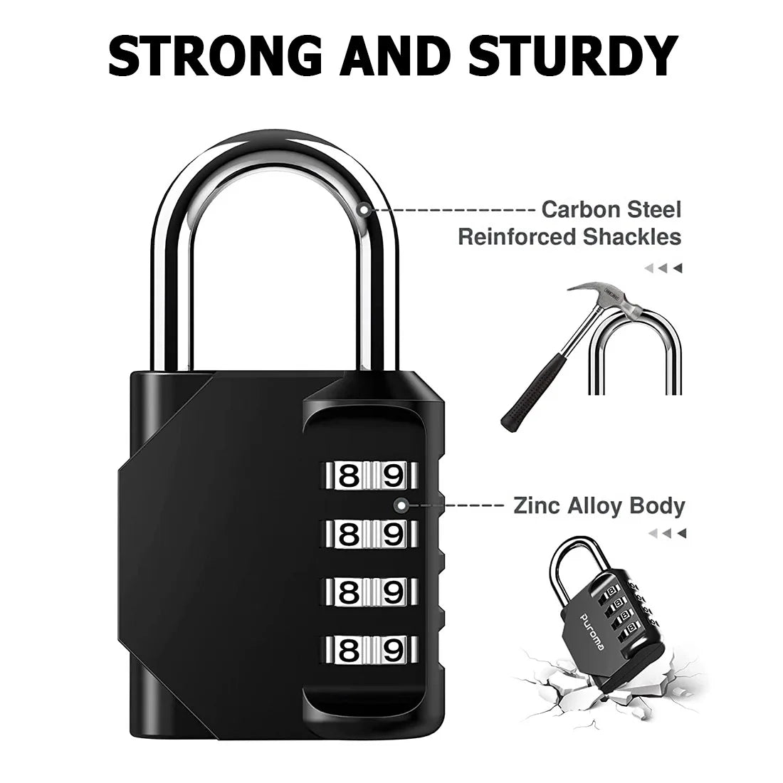 Clearance_1 Pack 4 Digit Combination Lock, Locker Lock, Padlock Outdoor Indoor, Waterproof Design, for School, Gym Or Sports Loc