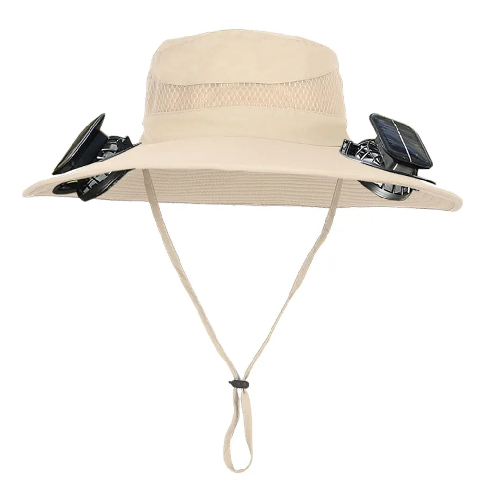 Solar Fan Hat Sun Hat with 2 Solar Fan Outdoor Fishing Hat Summer Cap for Men Outdoor Camping Fishing Hiking