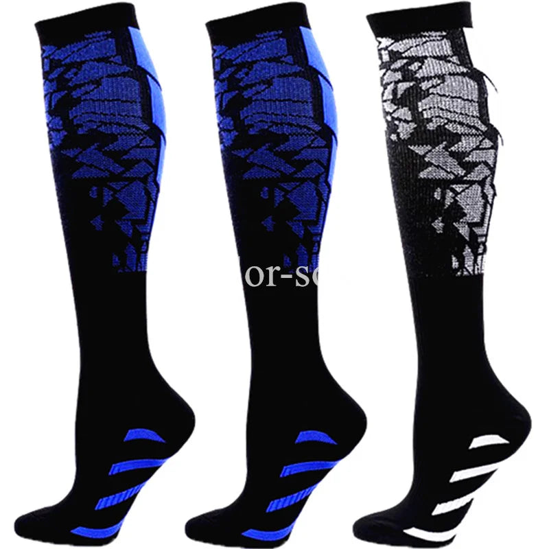 3 Pairs Lot Pack Compression Socks Running Men Women Floral Prints Stockings Sports Anti-Fatigue Compression Socks Bulk Sales