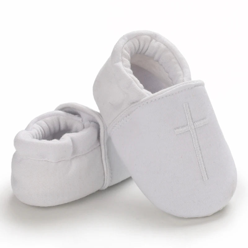 0-18 Months Infant Spring Shoe Newborn Infant Girls and Boys Recreational Baptism Non-Slip Walking Shoe White Soft-soled Sneaker