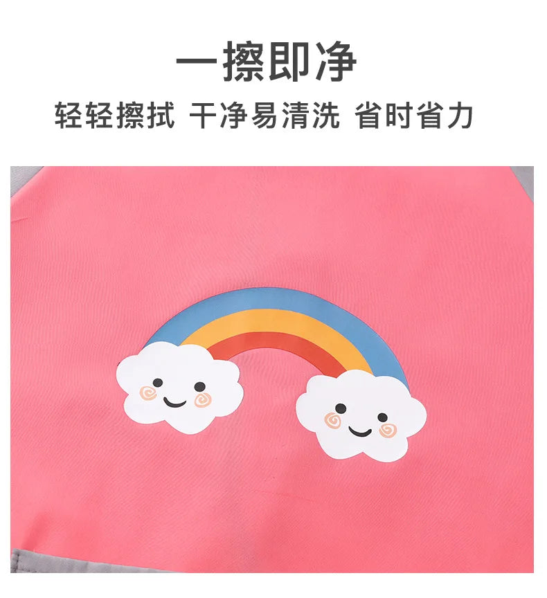 Cute Cartoon Infant Eating Bib Burp Cloths Painting Drawing Apron Long Sleeved Waterproof Children's Overalls Raincoat Supplies
