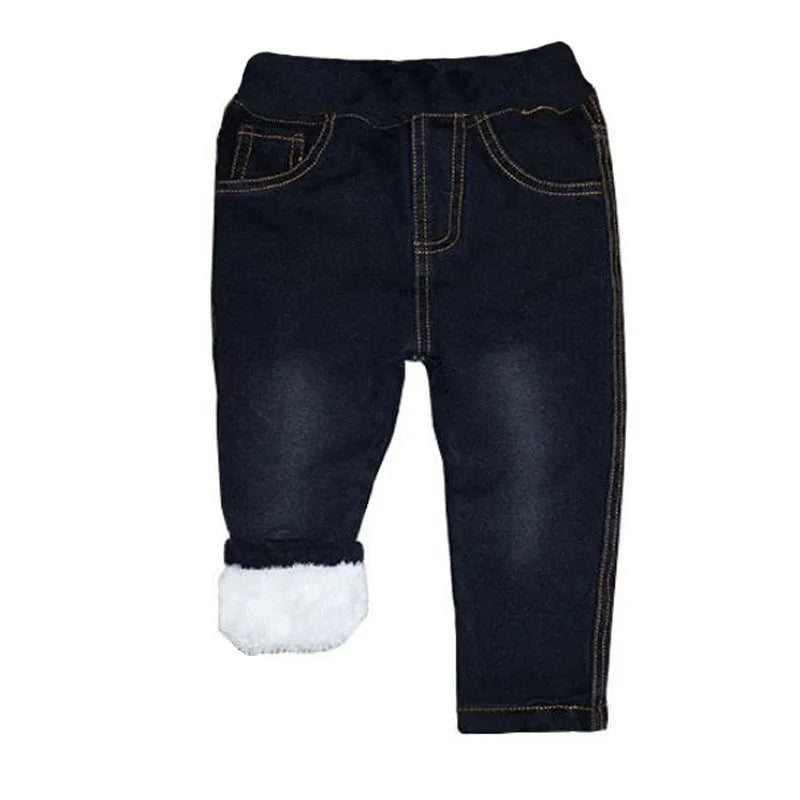 2024 New High quality thick winter warm cashmere kids baby pants Boys Girls children' cotton trousers children jeans1-6Y