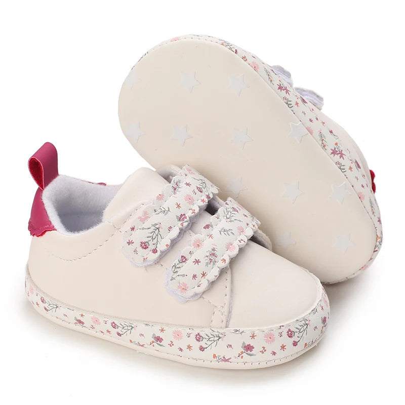 0-18 Months Infant Spring Shoe Newborn Infant Girls and Boys Recreational Baptism Non-Slip Walking Shoe White Soft-soled Sneaker