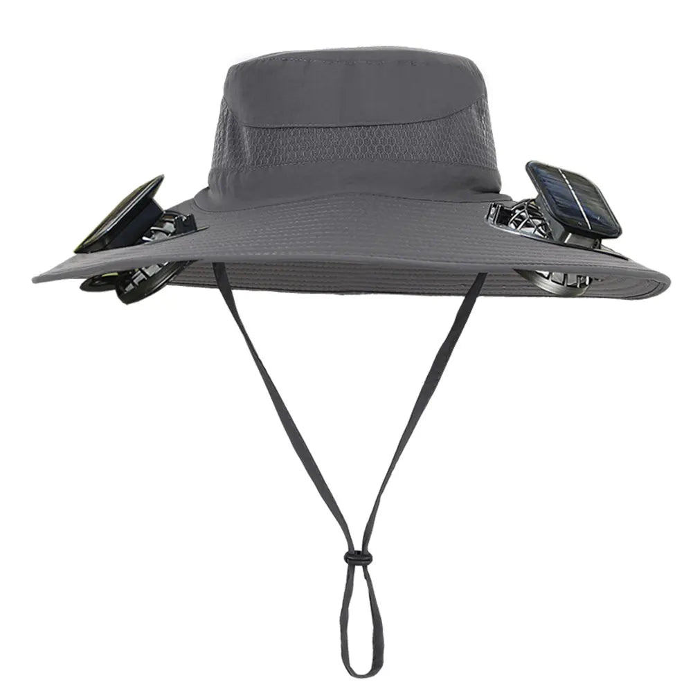 Solar Fan Hat Sun Hat with 2 Solar Fan Outdoor Fishing Hat Summer Cap for Men Outdoor Camping Fishing Hiking