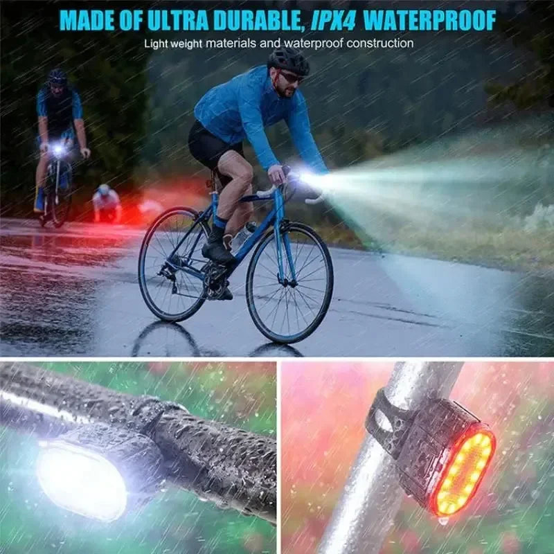 Cycling Bicycle Front Rear Light Set Bike Defense Flashlight Stick MTB Waterproof Taillight LED Lantern Bicycle Accessories