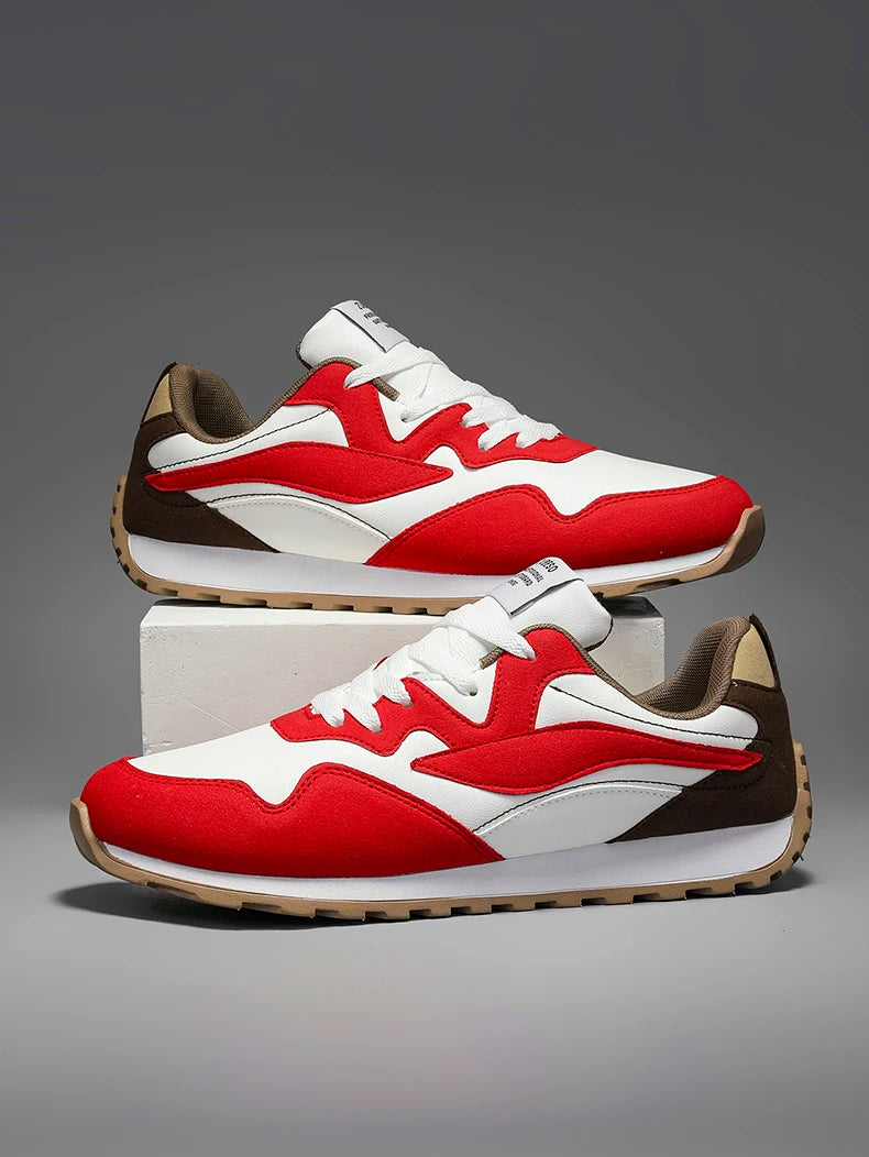 Men's Vulcanized Shoes Spring Autumn Comfortable Non Slip White Casual Sneakers Men Outdoor Retro Lace Up Platform Walking Shoes