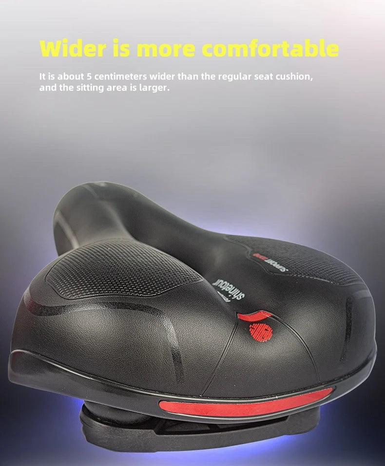 Men's Comfortable Breathable Bicycle Saddle MTB Road Bike Crash Absorbing Wide Seat Cushion Light and Comfortable Safety