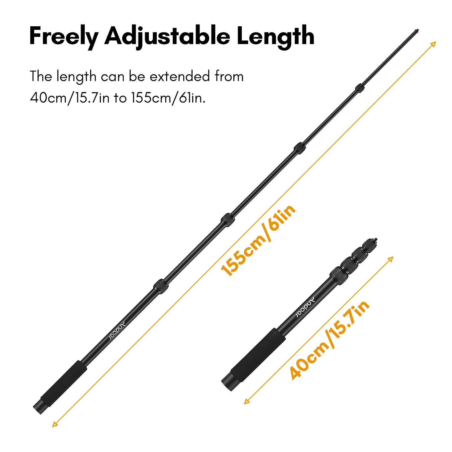 Andoer Handheld Microphone Boom Arm 4-Section Extendable Mic Arm Aluminum Alloy Boom Pole for Microphones 1/4 Inch Screw Thread