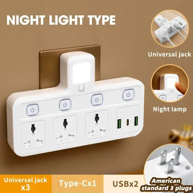 EU US UK Plug Universal Outlet Power Strip Multitap AC Separate Control Wall Socket With USB Fast Charge Multiprise Plug Adapter