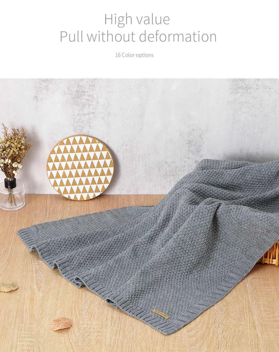 Newborn Baby Blankets Swaddle Wrap Breathable Knitted Infant Boys Girls Crib Cellular 100*80cm Toddler Throw Receiving Quilt Mat