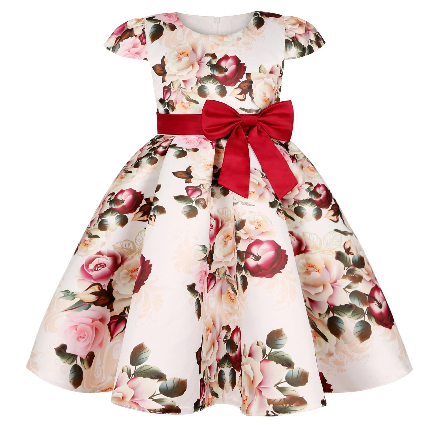 Baby Girls Flower Striped Dress For Girls Floral Wedding Party Dresses Kids Princess Christmas Dress Children Girls Clothing