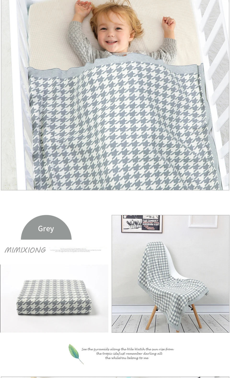 Baby Blankets Newborn Cotton Swaddle Wrap Plaid for Infant Kids Boys Girls Ultra-Soft Reversible Knitted Toddler Receiving Mats