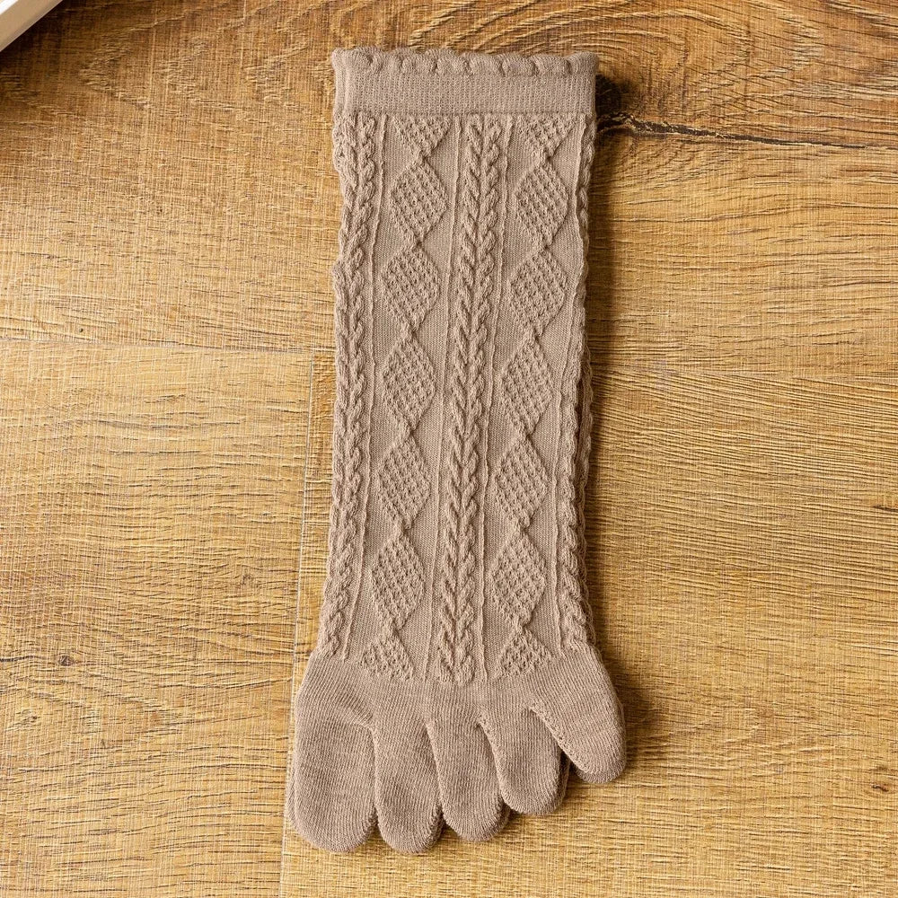 3 Pairs Summer Mesh Toe Socks Women Embroidered Floral Five Finger Socks High Quality Cotton Athletic Socks