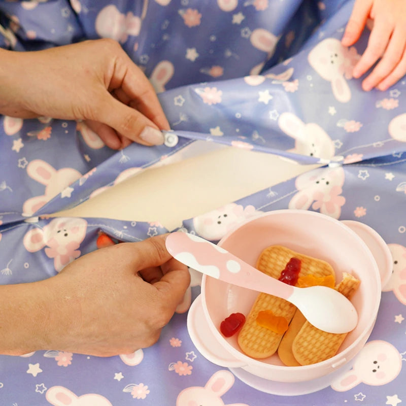 Waterproof Coverall Baby Feeding Bibs for 6 Month To 5 Years Old Toddler Long Sleeve Weaning Bib Attaches To Highchair and Table