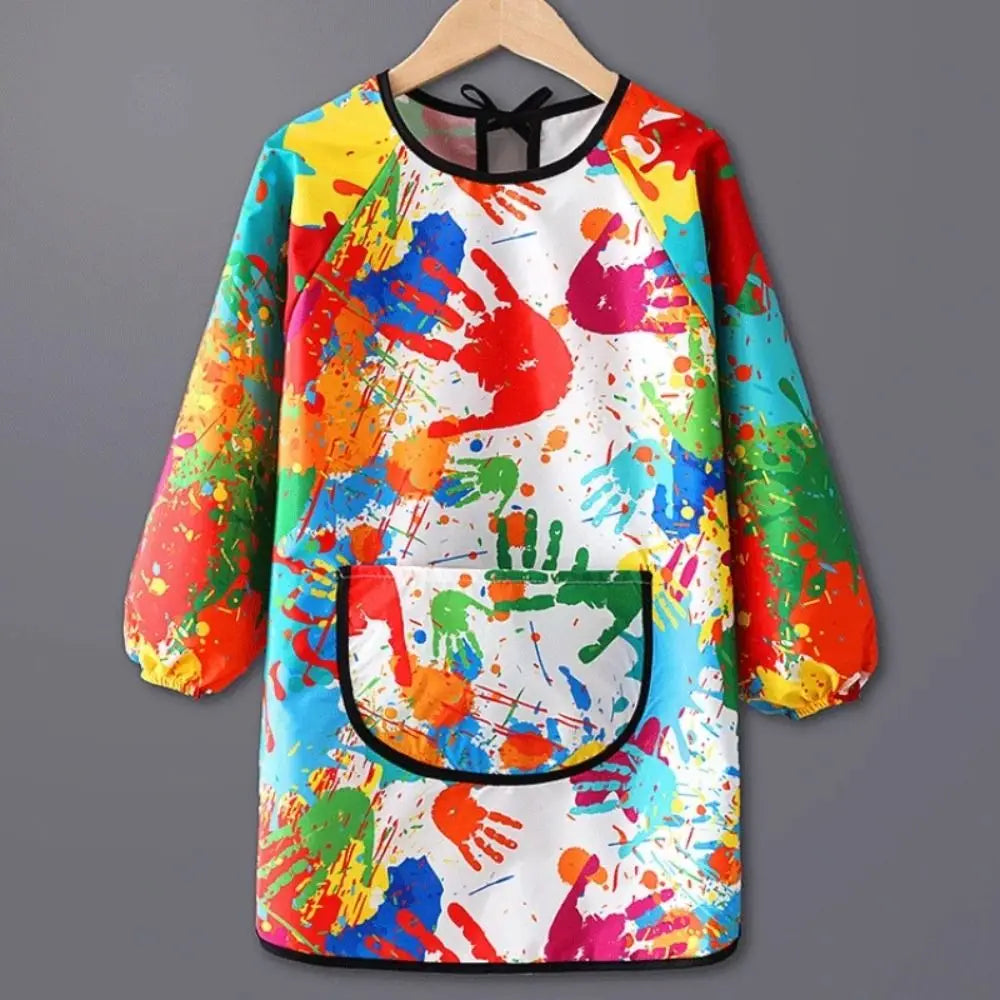 Children's Painting Waterproof Long Sleeved Cover Kindergarten Art Painting Reverse Dressing Baby Eating Bib Kids Apron