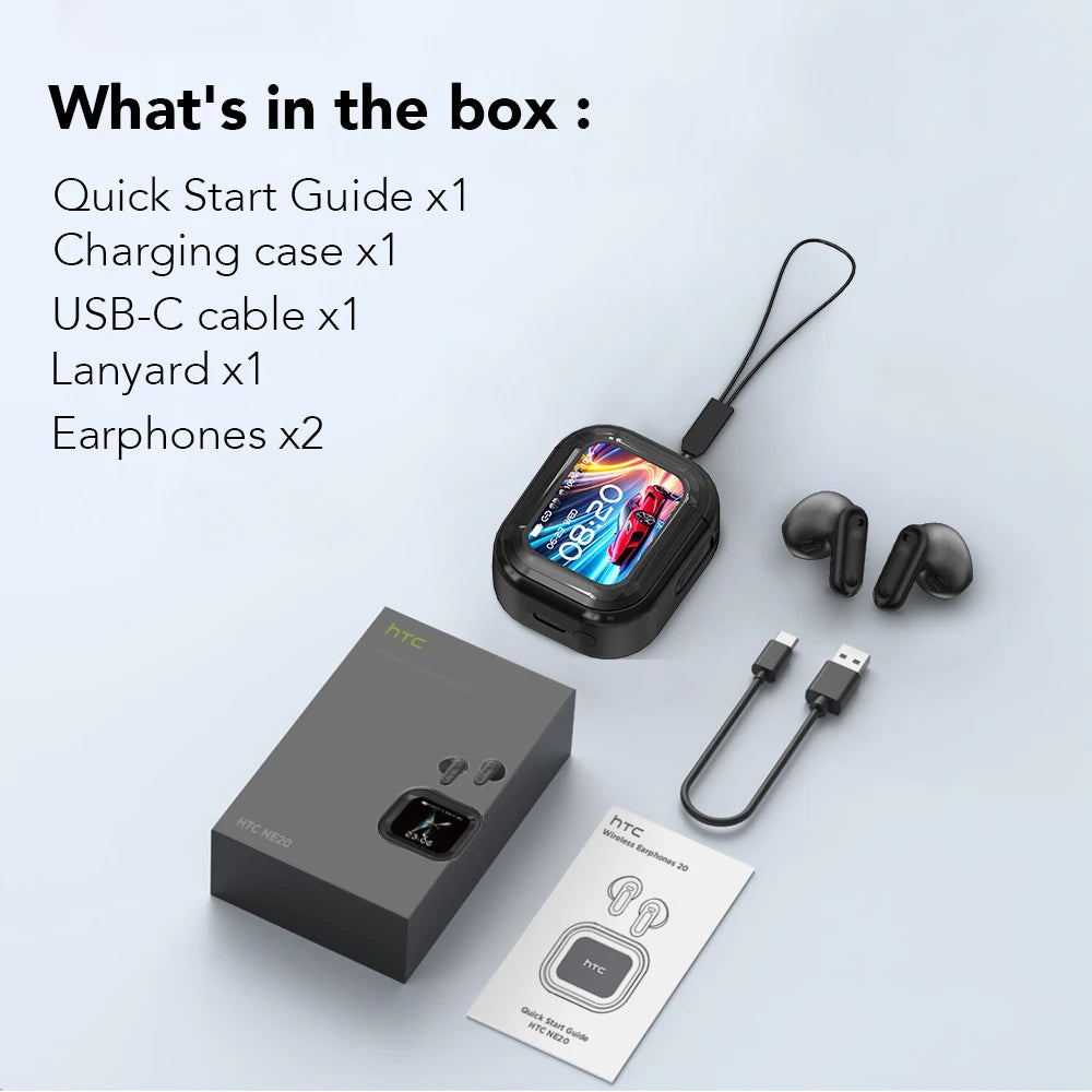 Translator HTC NE20 New Bluetooth 6.0 Wireless Headphones Translation Earphones IPX4 Waterproof Rating Long Battery Life